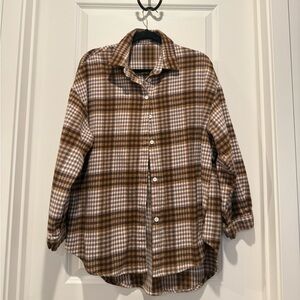 Amazon Brown Plaid Flannel Button Down Shirt